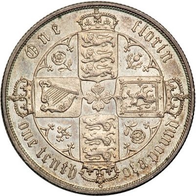 Florin Reverse Image minted in UNITED KINGDOM in 1879 (1837-01  -  Victoria)  - The Coin Database