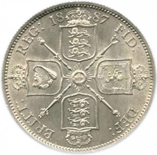 Florin Reverse Image minted in UNITED KINGDOM in 1887 (1837-01  -  Victoria)  - The Coin Database