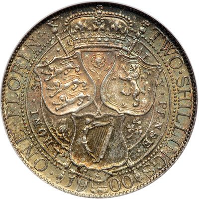 Florin Reverse Image minted in UNITED KINGDOM in 1900 (1837-01  -  Victoria)  - The Coin Database