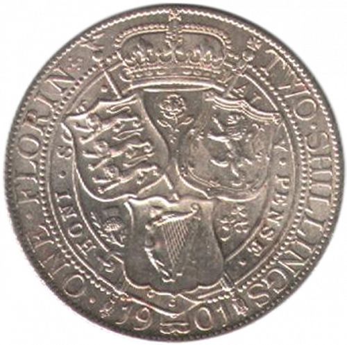 Florin Reverse Image minted in UNITED KINGDOM in 1901 (1837-01  -  Victoria)  - The Coin Database