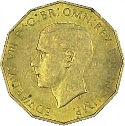 Threepence Obverse Image minted in UNITED KINGDOM in 1937 (1936-37 - Edward VIII)  - The Coin Database