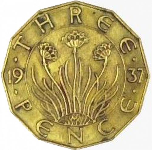 Threepence Reverse Image minted in UNITED KINGDOM in 1937 (1936-37 - Edward VIII)  - The Coin Database