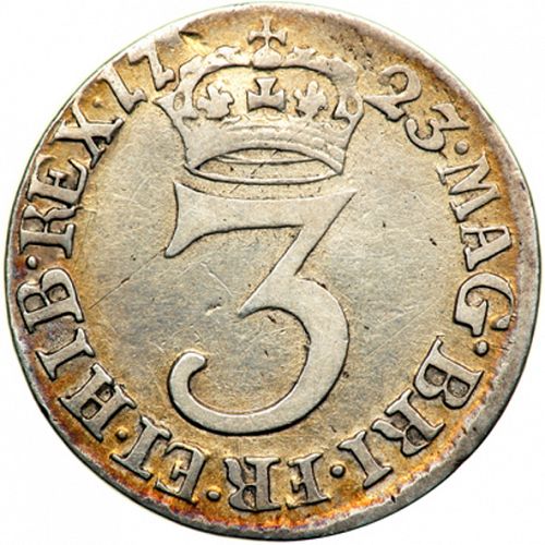 Threepence Reverse Image minted in UNITED KINGDOM in 1723 (1714-27 - George I)  - The Coin Database