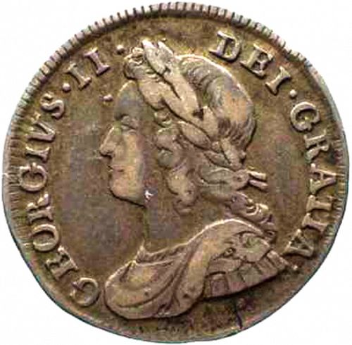 Threepence Obverse Image minted in UNITED KINGDOM in 1731 (1727-60 - George II)  - The Coin Database