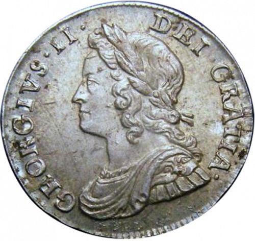 Threepence Obverse Image minted in UNITED KINGDOM in 1746 (1727-60 - George II)  - The Coin Database