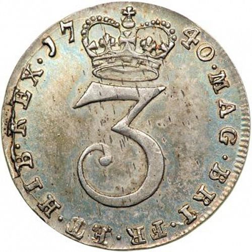 Threepence Reverse Image minted in UNITED KINGDOM in 1740 (1727-60 - George II)  - The Coin Database