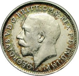 Threepence Obverse Image minted in UNITED KINGDOM in 1914 (1910-36  -  George V)  - The Coin Database
