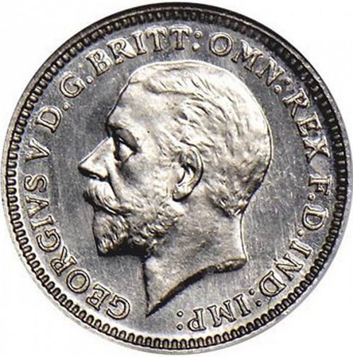 Threepence Obverse Image minted in UNITED KINGDOM in 1925 (1910-36  -  George V)  - The Coin Database