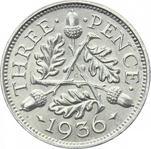 Threepence Obverse Image minted in UNITED KINGDOM in 1936 (1910-36  -  George V)  - The Coin Database