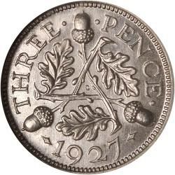 Threepence Reverse Image minted in UNITED KINGDOM in 1927 (1910-36  -  George V)  - The Coin Database