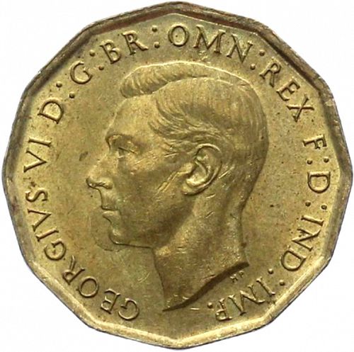 Threepence Obverse Image minted in UNITED KINGDOM in 1944 (1937-52 - George VI)  - The Coin Database