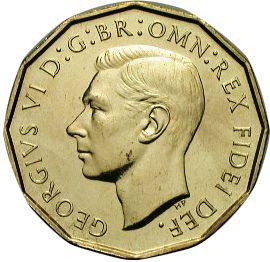 Threepence Obverse Image minted in UNITED KINGDOM in 1950 (1937-52 - George VI)  - The Coin Database