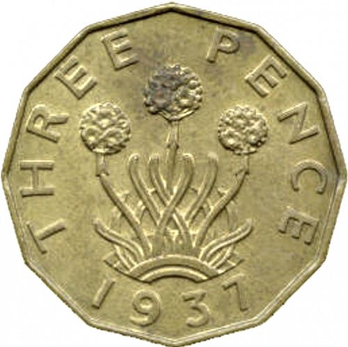 Threepence Reverse Image minted in UNITED KINGDOM in 1937 (1937-52 - George VI)  - The Coin Database