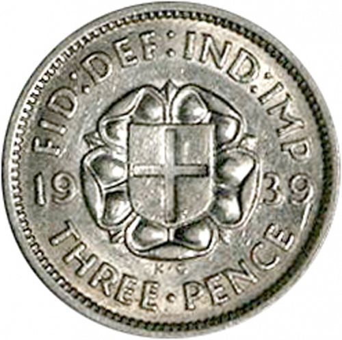 Threepence Reverse Image minted in UNITED KINGDOM in 1939 (1937-52 - George VI)  - The Coin Database