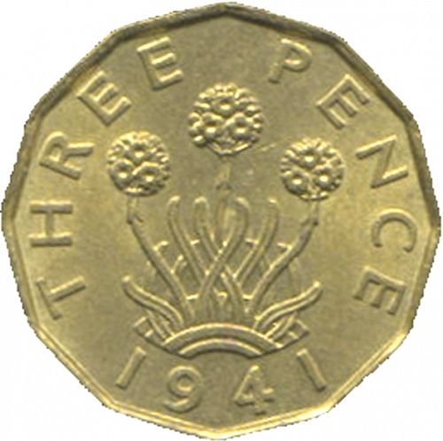 Threepence Reverse Image minted in UNITED KINGDOM in 1941 (1937-52 - George VI)  - The Coin Database