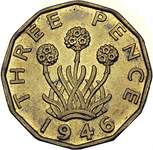 Threepence Reverse Image minted in UNITED KINGDOM in 1946 (1937-52 - George VI)  - The Coin Database