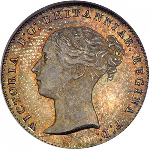 Threepence Obverse Image minted in UNITED KINGDOM in 1857 (1837-01  -  Victoria)  - The Coin Database