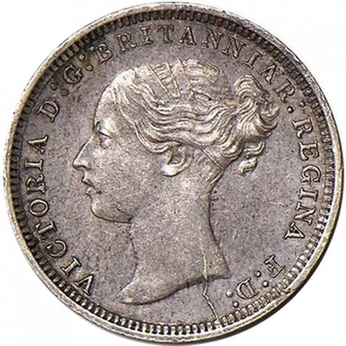 Threepence Obverse Image minted in UNITED KINGDOM in 1869 (1837-01  -  Victoria)  - The Coin Database