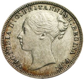 Threepence Obverse Image minted in UNITED KINGDOM in 1874 (1837-01  -  Victoria)  - The Coin Database