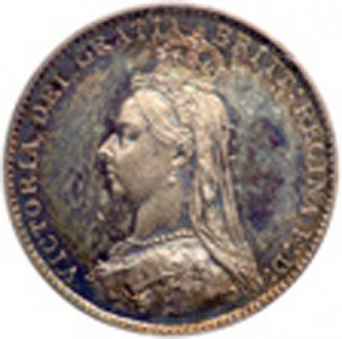 Threepence Obverse Image minted in UNITED KINGDOM in 1887 (1837-01  -  Victoria)  - The Coin Database