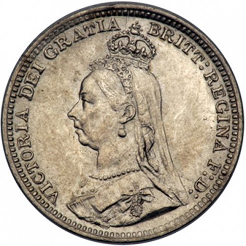 Threepence Obverse Image minted in UNITED KINGDOM in 1893 (1837-01  -  Victoria)  - The Coin Database