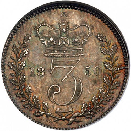 Threepence Reverse Image minted in UNITED KINGDOM in 1850 (1837-01  -  Victoria)  - The Coin Database