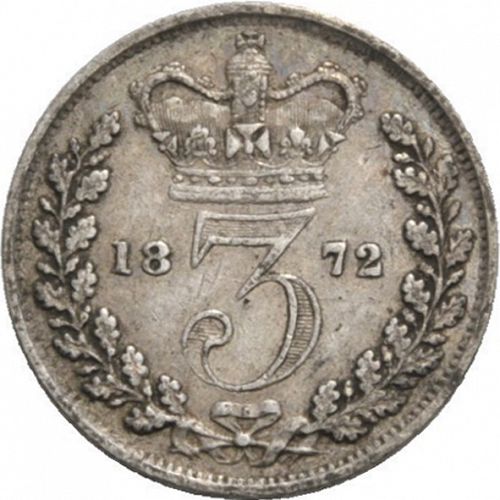 Threepence Reverse Image minted in UNITED KINGDOM in 1872 (1837-01  -  Victoria)  - The Coin Database