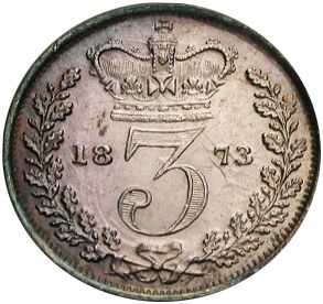 Threepence Reverse Image minted in UNITED KINGDOM in 1873 (1837-01  -  Victoria)  - The Coin Database