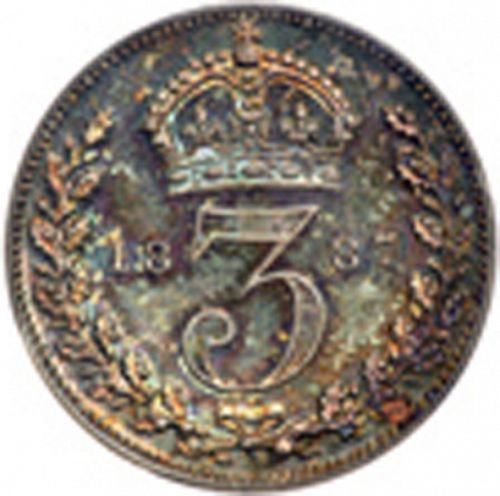 Threepence Reverse Image minted in UNITED KINGDOM in 1887 (1837-01  -  Victoria)  - The Coin Database
