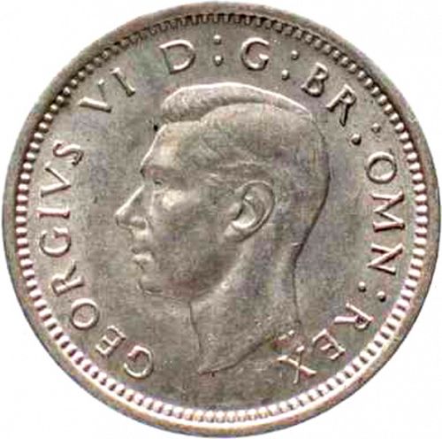 Threepence Obverse Image minted in UNITED KINGDOM in 1938 (1937-52 - George VI)  - The Coin Database