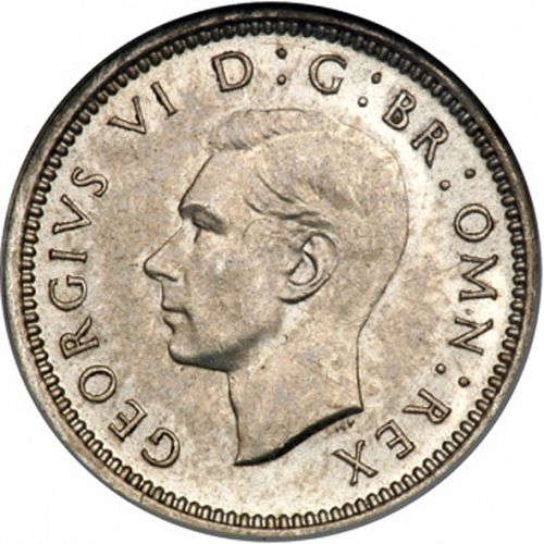 Threepence Obverse Image minted in UNITED KINGDOM in 1944 (1937-52 - George VI)  - The Coin Database