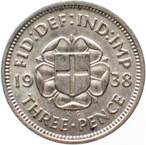 Threepence Reverse Image minted in UNITED KINGDOM in 1938 (1937-52 - George VI)  - The Coin Database
