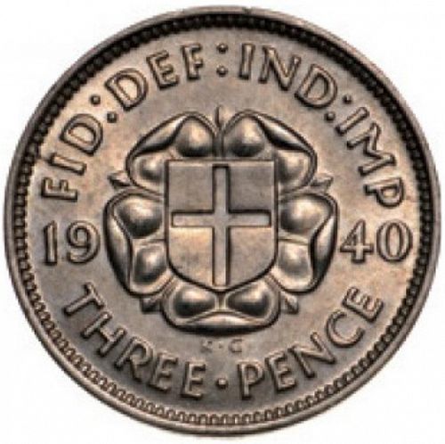Threepence Reverse Image minted in UNITED KINGDOM in 1940 (1937-52 - George VI)  - The Coin Database