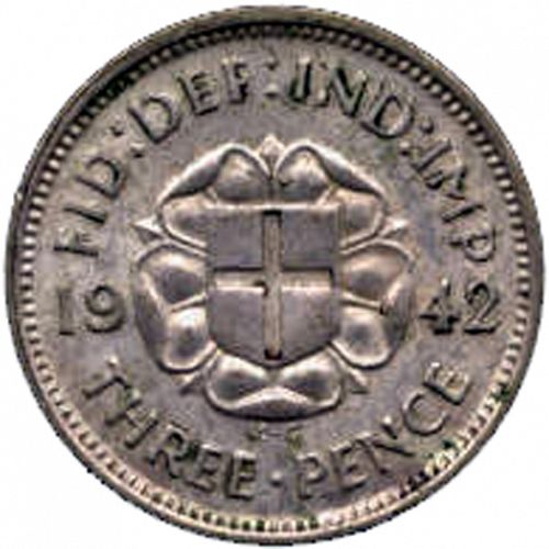 Threepence Reverse Image minted in UNITED KINGDOM in 1942 (1937-52 - George VI)  - The Coin Database