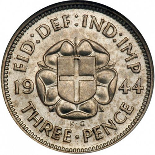 Threepence Reverse Image minted in UNITED KINGDOM in 1944 (1937-52 - George VI)  - The Coin Database