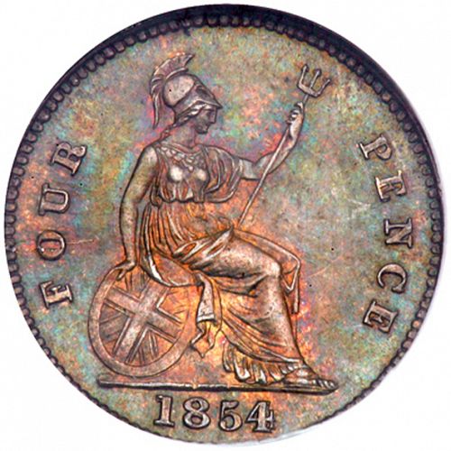 Groat Reverse Image minted in UNITED KINGDOM in 1854 (1837-01  -  Victoria)  - The Coin Database