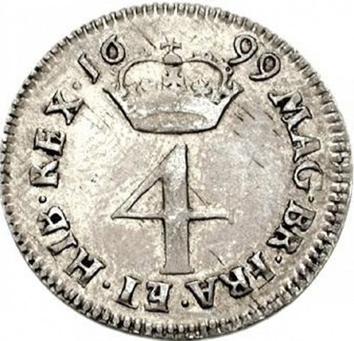 Fourpence Reverse Image minted in UNITED KINGDOM in 1699 (1694-01 - William III)  - The Coin Database