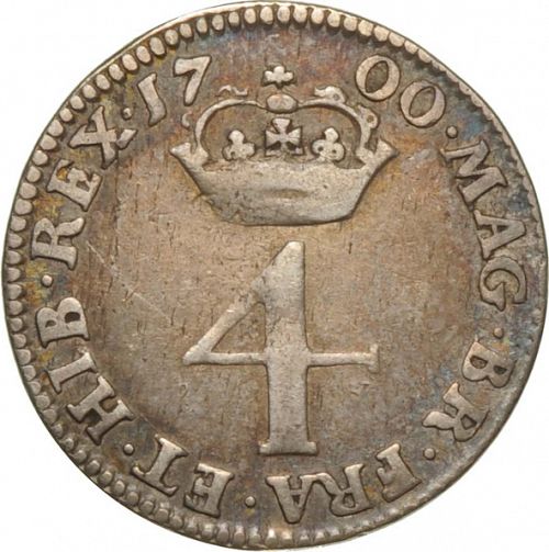 Fourpence Reverse Image minted in UNITED KINGDOM in 1700 (1694-01 - William III)  - The Coin Database