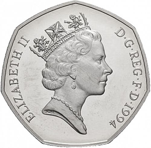 50p Obverse Image minted in UNITED KINGDOM in 1994 (1971-up  -  Elizabeth II - Decimal Coinage)  - The Coin Database