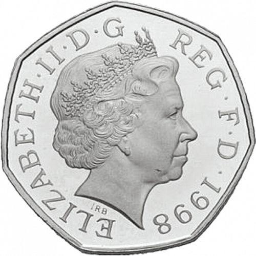50p Obverse Image minted in UNITED KINGDOM in 1998 (1971-up  -  Elizabeth II - Decimal Coinage)  - The Coin Database