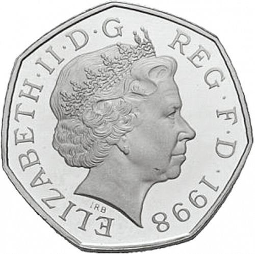 50p Obverse Image minted in UNITED KINGDOM in 1998 (1971-up  -  Elizabeth II - Decimal Coinage)  - The Coin Database