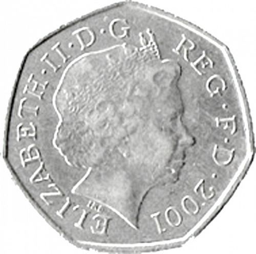 50p Obverse Image minted in UNITED KINGDOM in 2001 (1971-up  -  Elizabeth II - Decimal Coinage)  - The Coin Database