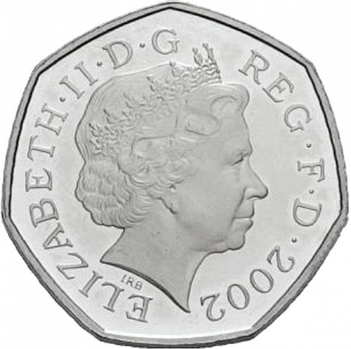 50p Obverse Image minted in UNITED KINGDOM in 2002 (1971-up  -  Elizabeth II - Decimal Coinage)  - The Coin Database