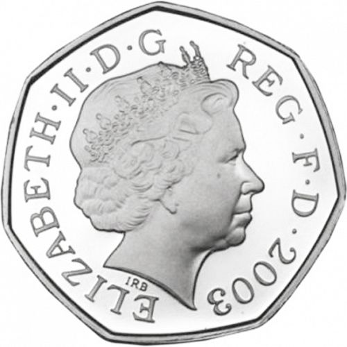 50p Obverse Image minted in UNITED KINGDOM in 2003 (1971-up  -  Elizabeth II - Decimal Coinage)  - The Coin Database