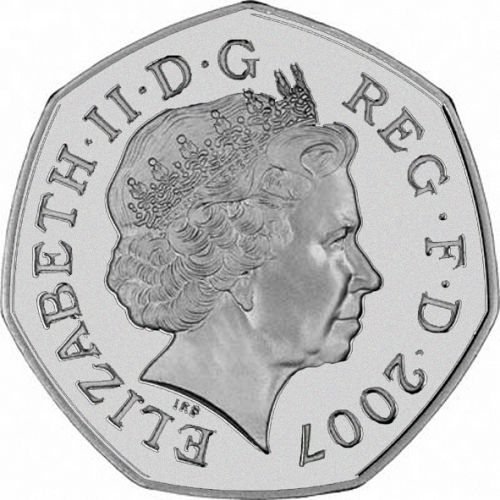 50p Obverse Image minted in UNITED KINGDOM in 2007 (1971-up  -  Elizabeth II - Decimal Coinage)  - The Coin Database