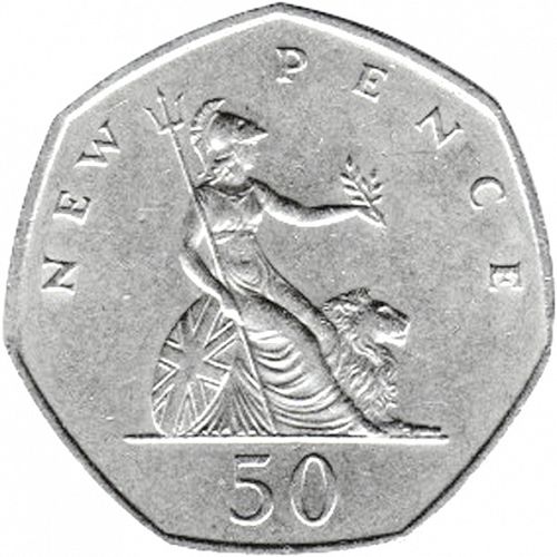 50p Reverse Image minted in UNITED KINGDOM in 1970 (1971-up  -  Elizabeth II - Decimal Coinage)  - The Coin Database