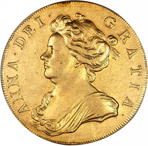 Five Guineas Obverse Image minted in UNITED KINGDOM in 1706 (1701-14 - Anne)  - The Coin Database