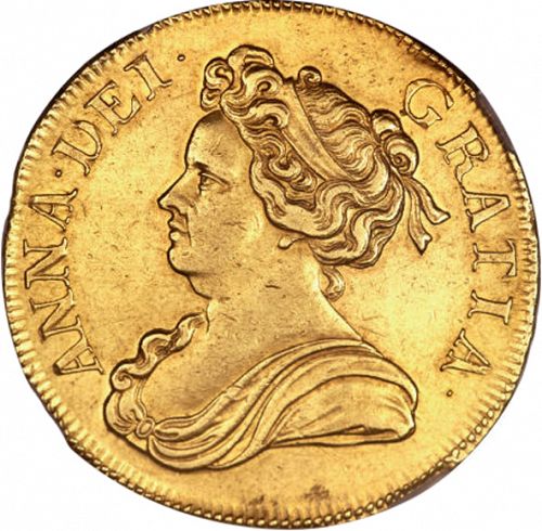 Five Guineas Obverse Image minted in UNITED KINGDOM in 1711 (1701-14 - Anne)  - The Coin Database