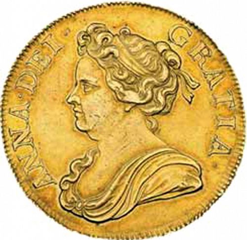 Five Guineas Obverse Image minted in UNITED KINGDOM in 1713 (1701-14 - Anne)  - The Coin Database