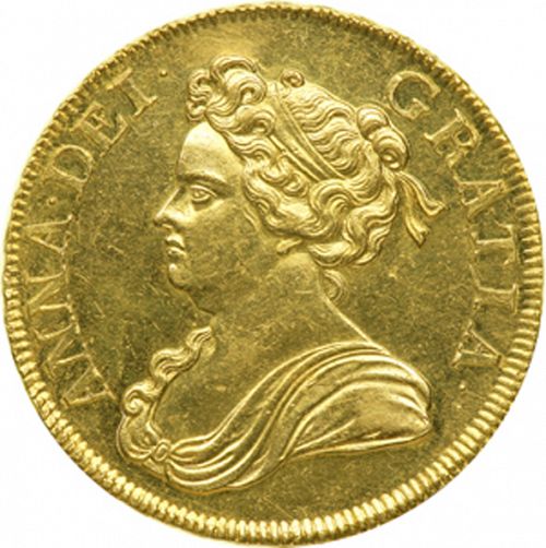 Five Guineas Obverse Image minted in UNITED KINGDOM in 1714 (1701-14 - Anne)  - The Coin Database